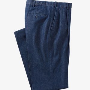 Westport Pleated Wrinkle-Free Twill Denim Pants with Stretch Waistband size 44L